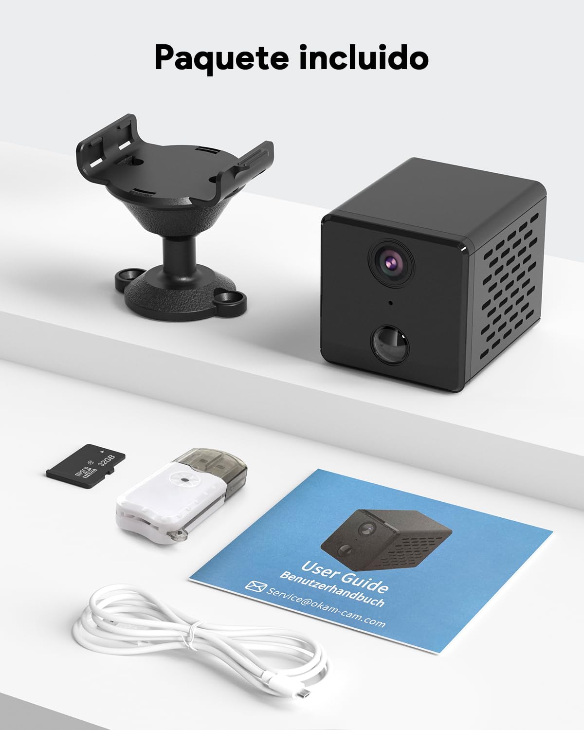 Mini Surveillance Camera | Free Cloud Storage & SD Card Storage | Smallest 4K HD Wifi Indoor Camera for Home Security | Night Vision, Motion Detection | 3000mAH Battery | with 32GB Memory Card
