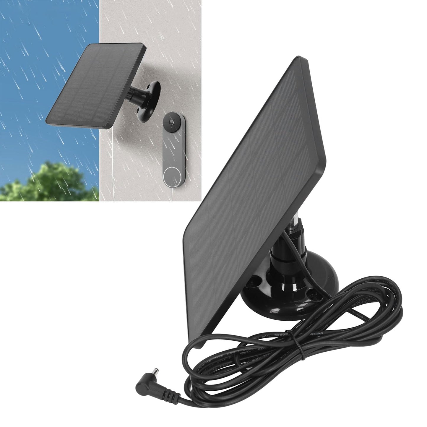 10W solar panel for Ring Spotlight Cam, Ring Stick Up Cam, IP65 waterproof, weather-resistant outdoor solar charging panel with adjustable bracket, secure