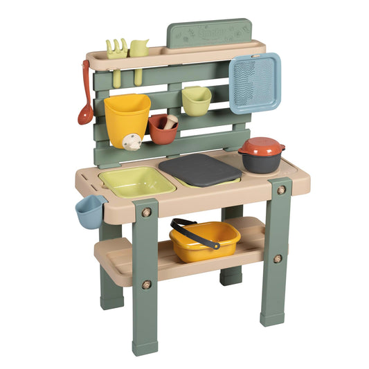 Smoby Life - Mud Kitchen for Kids - Outdoor play kitchen with accessories - 90% recycled materials, UV resistant - Ages 3+