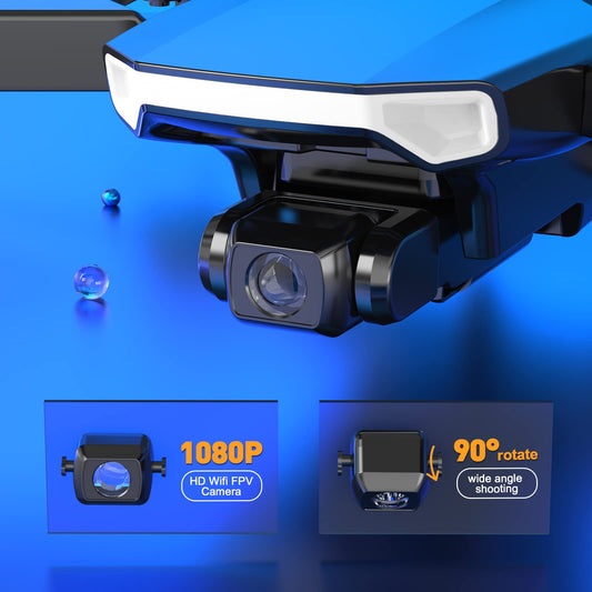 Tech RC drone with 1080P HD camera and carrying bag for adults. Outdoor RC quadcopter, foldable drone with remote control, 2 batteries for 26 min. flight time. WiFi photo live video transmission for beginners.