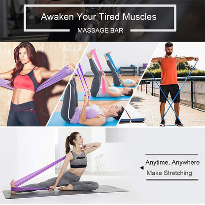 Set of 3 fitness bands resistance bands elastic stretching exercise bands for yoga, strength training, muscle building, and Pilates fitness band class.