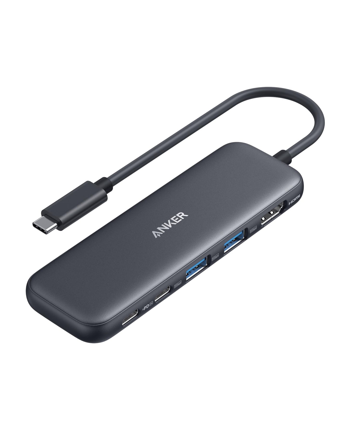 Anchor USB C Hub, 332 USB-C Hub (5-in-1) with 4K HDMI Display, 5Gbps data port, and 2 USB-A ports for MacBook Pro, Air, Dell XPS, Lenovo Thinkpad, HP laptops.