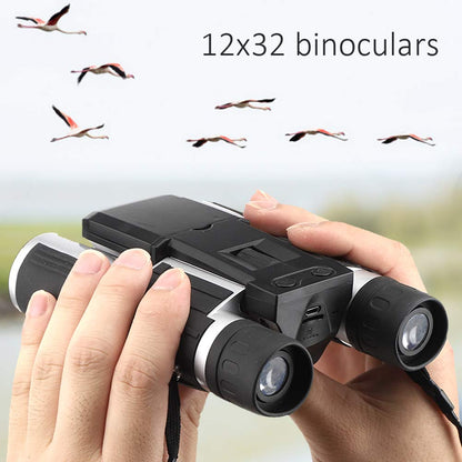 Adult binoculars with camera Fs608 12X32 Digital Telescope 1080P multifunction video recording outdoors for capturing images. Binoculars with 32G storage support tripod, built-in.