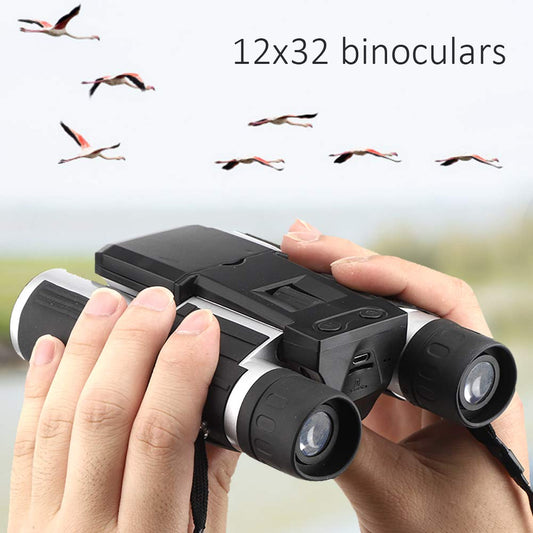 Adult binoculars with camera Fs608 12X32 Digital Telescope 1080P multifunction video recording outdoors for capturing images. Binoculars with 32G storage support tripod, built-in.