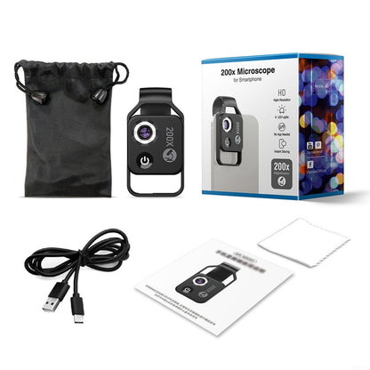 200 x mobile microscope lens with LED light, portable digital microscope for kids, handheld microscope, dermatoscope, skin diagnosis, hair analyzer