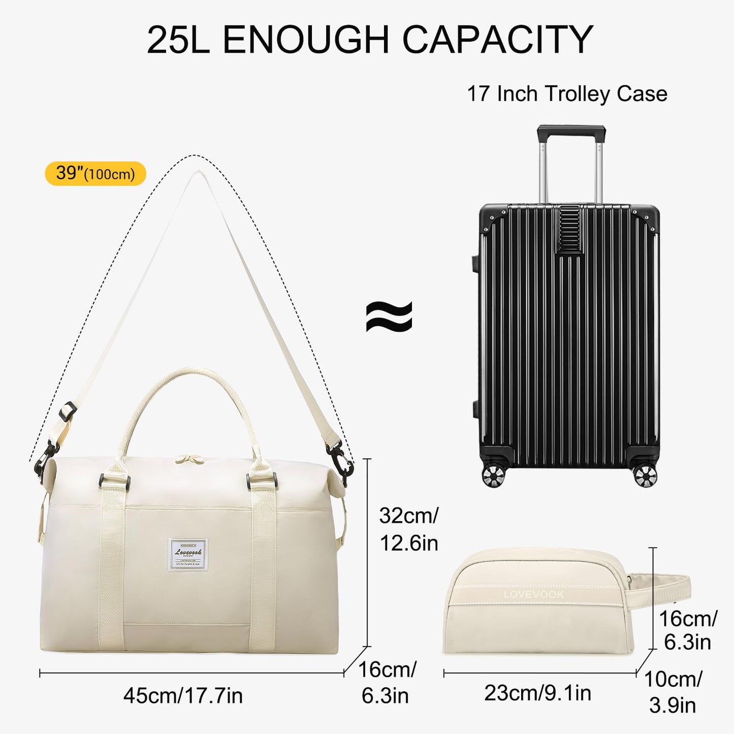 LOVEVOOK Travel Bag for Women, Sports Duffel Bag, Carry-On Bag, Weekender Bag, Swim Bag, Waterproof, Fitness Bag, Women's Hospital Bag for Travel, Gym, Plane