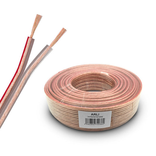 ARLI 100m Speaker Cable transparent - 2x2.5 mm² CCA flexible + meter marking for HiFi Surround Car Speakers 2 x 2.5 Speaker Cable