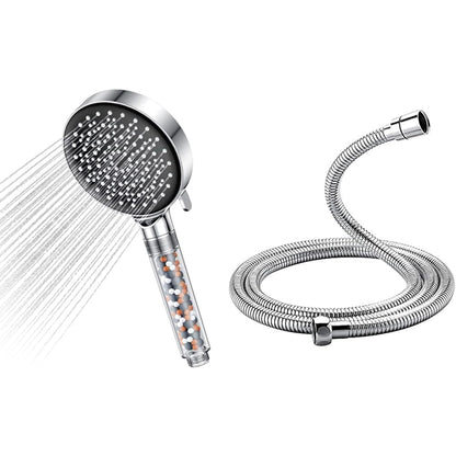 Showerhead Water-saving 7.5L/min, YEAUPE water-saving showerhead with filter, rain shower head pressure boosting, with 6 spray modes, chrome & GRIFEMA G851-18 anti-twist shower hose, 1.8m