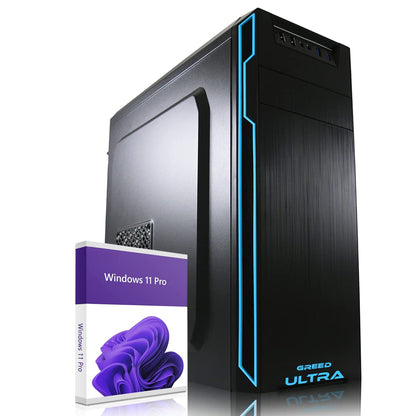 GREED® Ultra PC with Intel Core 12th Gen - Fast desktop computer for office & home office with 4.4 GHz, 32GB RAM - 1TB SSD + 1TB HDD - DVD+RW - USB3.0 - WLAN, including Windows 11 Pro.