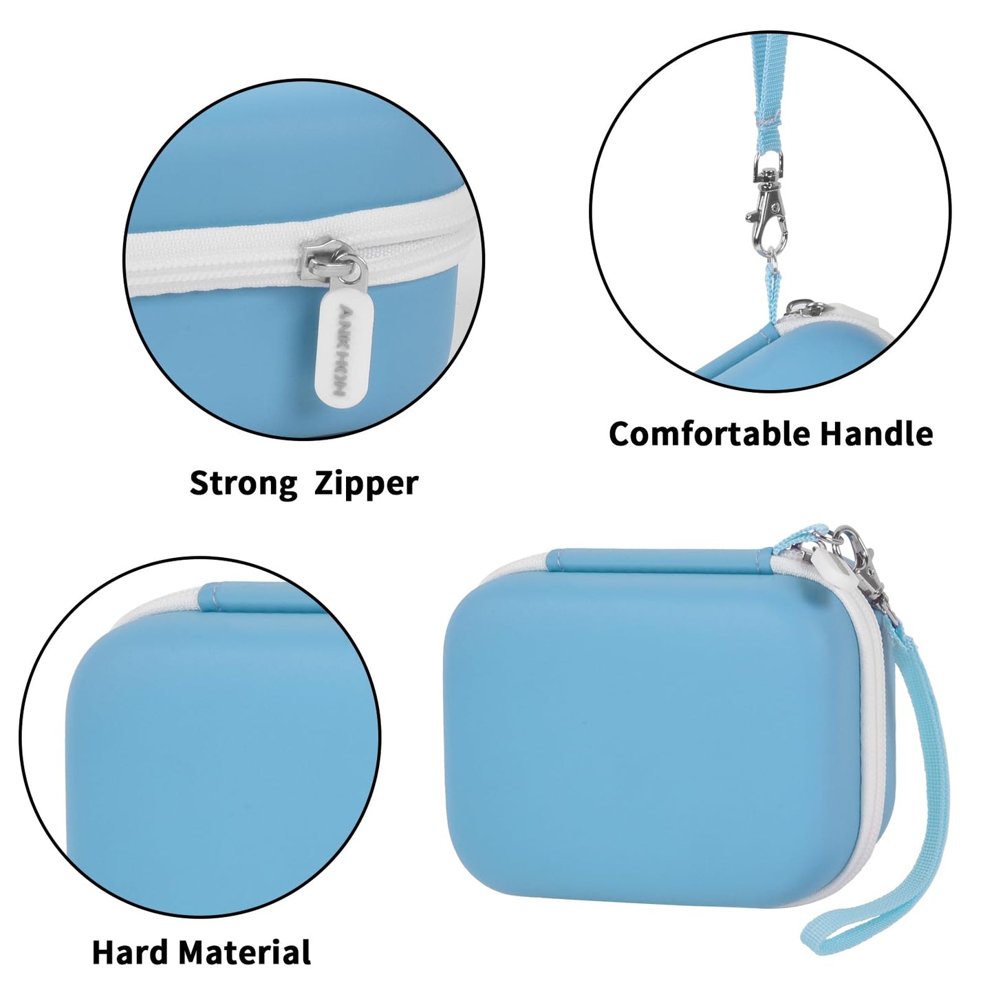 Mini printer bag for Memoking T02/ for Phomemo M02/ M02S/ M02 Pro/ Q30S/ for Ponek Mini Pocket Printer, Portable sticker printer holder for paper & USB cable, Case only (blue)