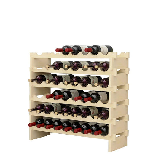 SOGES wine rack, wine storage, wine stand, bottle rack made of untreated wood with 6 tiers for 48 bottles, size 90 * 30 * 81CM.