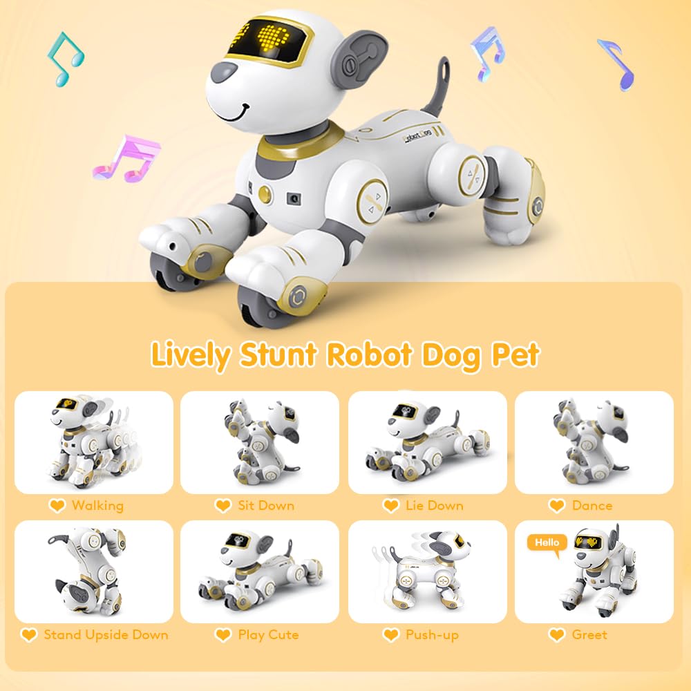 VATOS Robot Dog Kids Remote Control Toy - Interactive Touch and Follow Robot Dog with 17 functions, programmable dance music RC for girls 3-12 years