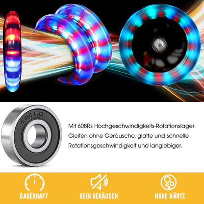 120mm Scooter Wheels - 2 pieces 120mm LED Scooter Replacement Wheels with ABEC-9 Bearings - 120mm bright flashing LED kick scooter wheels for micro globber roller (BLACK)