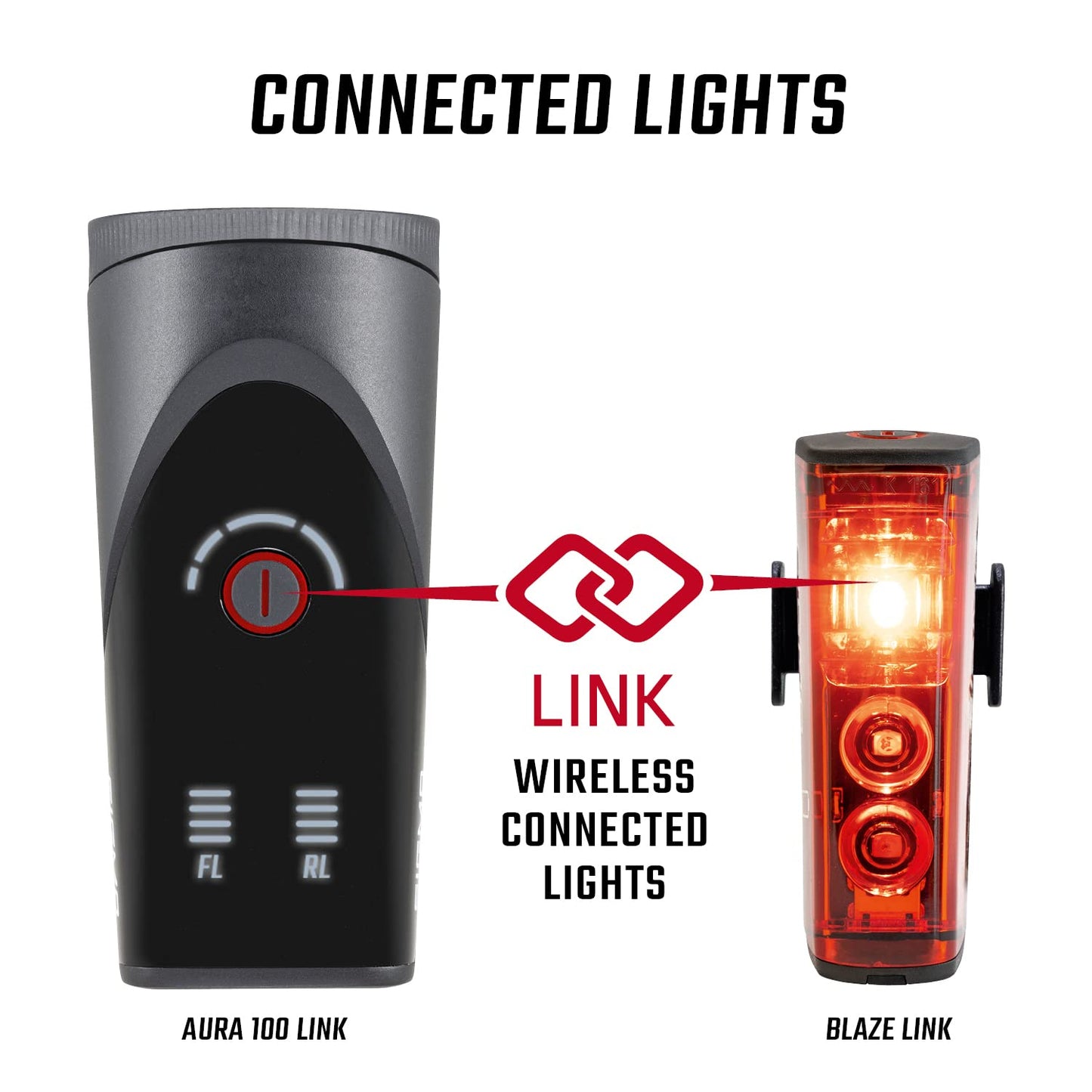 SIGMA bike light set Aura 100/Blaze Link (silicone holder) | Innovative coupling function & automatic light adjustment | LED bike light front with 100 lux | Rear light with brake light function