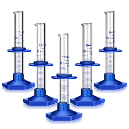 5PCS 10ML Graduated Cylinder Thick Glass Lab Cylinders Measuring Cylinder - 10ML