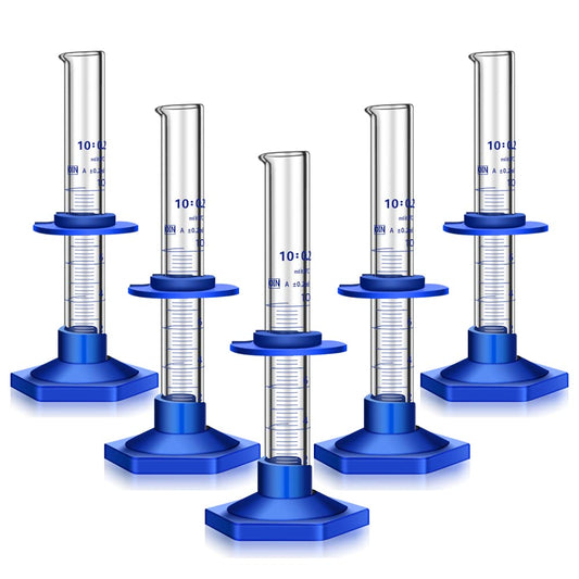 5PCS 10ML Graduated Cylinder Thick Glass Lab Cylinders Measuring Cylinder - 10ML