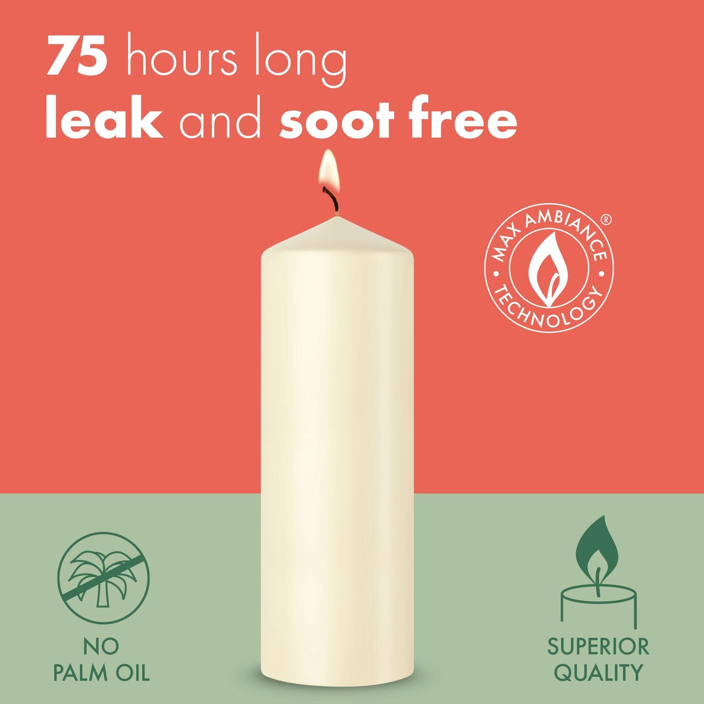 Bolsius smooth pillar candles - burgundy - 4 pieces - 20 x 7 cm - 75 hours burning time - unscented - contains natural plant wax - palm oil free.