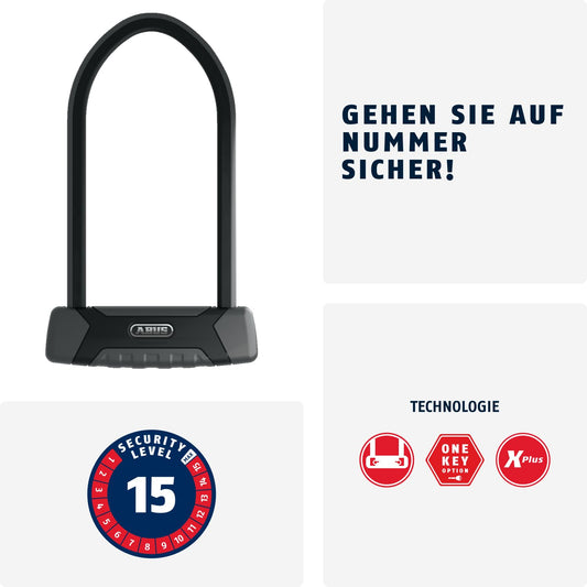ABUS U-lock Granit XPlus 540 + USH Mount - Bike lock with 13mm shackle and XPlus cylinder - ABUS Security Level 15-230mm shackle height
