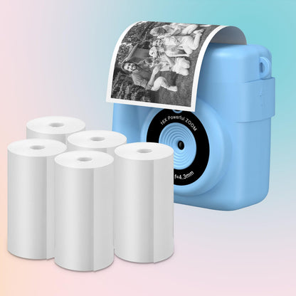 5 rolls of printing paper for kids camera, GREENKIDS instant print thermal paper, refill paper for kids camera, instant camera accessory (length: 2.16inch & width: 1.1inch)