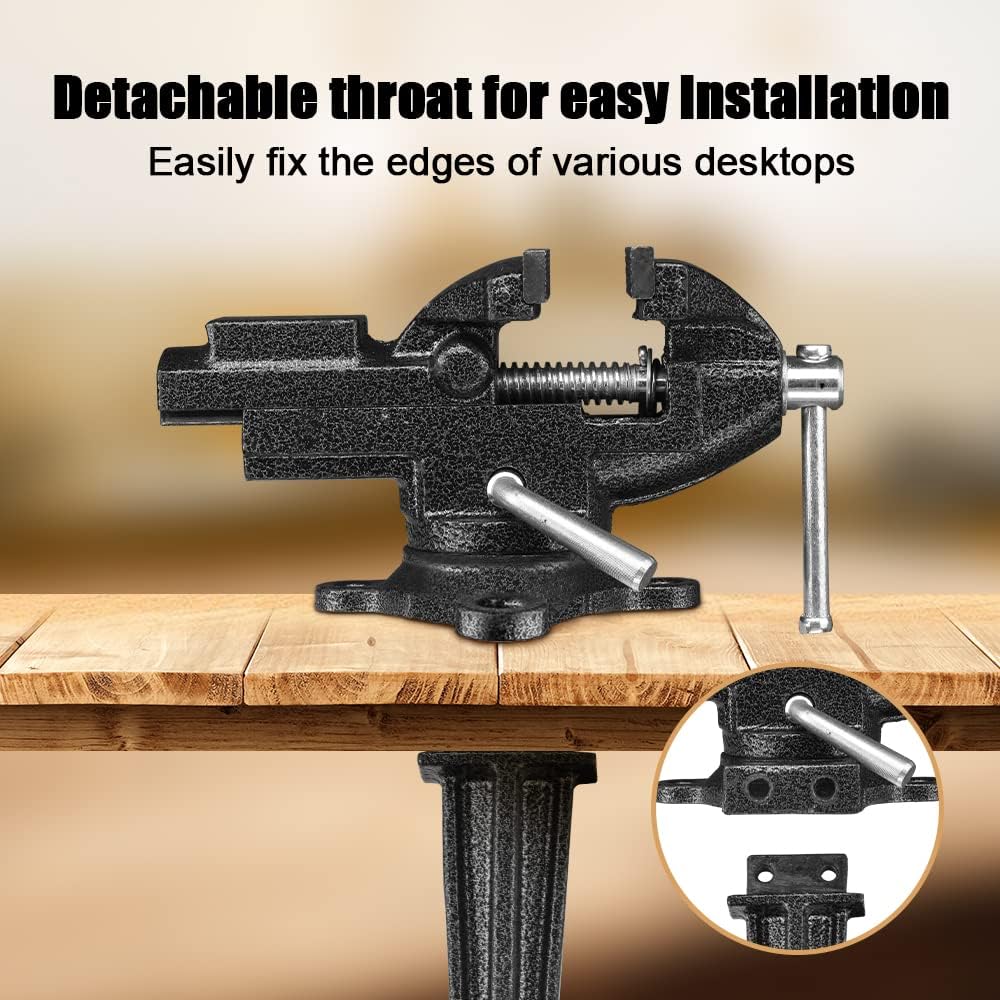 TEENO Vise Rotatable, Jaw Width 85 mm, Vise clampable with 360° Rotating Base, Made of Cast Steel, 800 kg