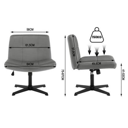 WOLTU Office Chair without armrests, height adjustable swivel chair without casters, desk chair with velvet cover, reading chair with wide seat, rocking function, 150 kg load capacity, Dark Grey, BS158dgr