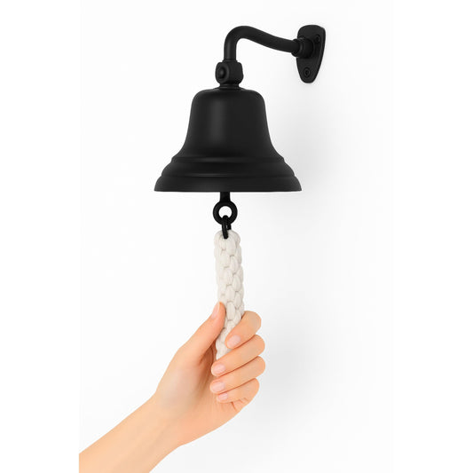 Assorted collection of bar accessories for home - Pub Hand Bell, wall-mounted bar bell, nautical decorations - Black bell with loud sound, perfect for Christmas, receptions, pubs 5".
