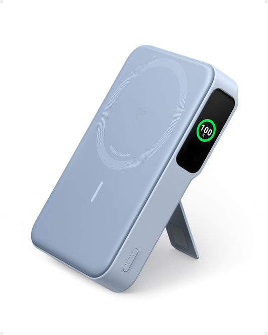 Anchor MagGo Power Bank, Qi2-certified 15W fast MagSafe-compatible portable charger, 10,000mAh battery, Smart display & foldable stand, for iPhone 17/16/15/14/13, incl. USB-C cable
