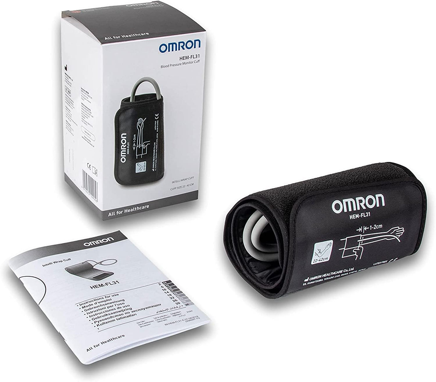OMRON Intelli Wrap Cuff HEM-FL31-E (22-42 cm) for OMRON upper arm blood pressure monitors; compatible with OMRON X7 Smart, X4 Smart & X3 Comfort; Original OMRON accessory.