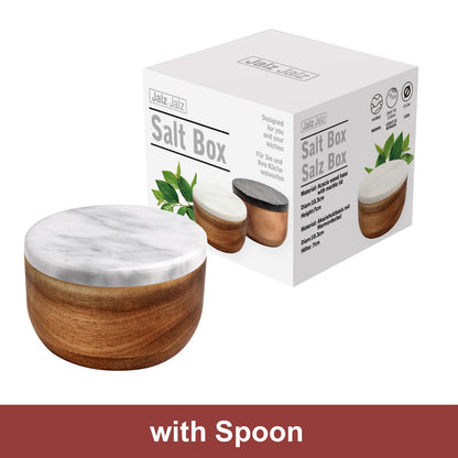 Wooden Salt Box Spice Jar Spice Container Solid Natural Acacia Bottom Marble Lid Elegant Design Decorative Boxes