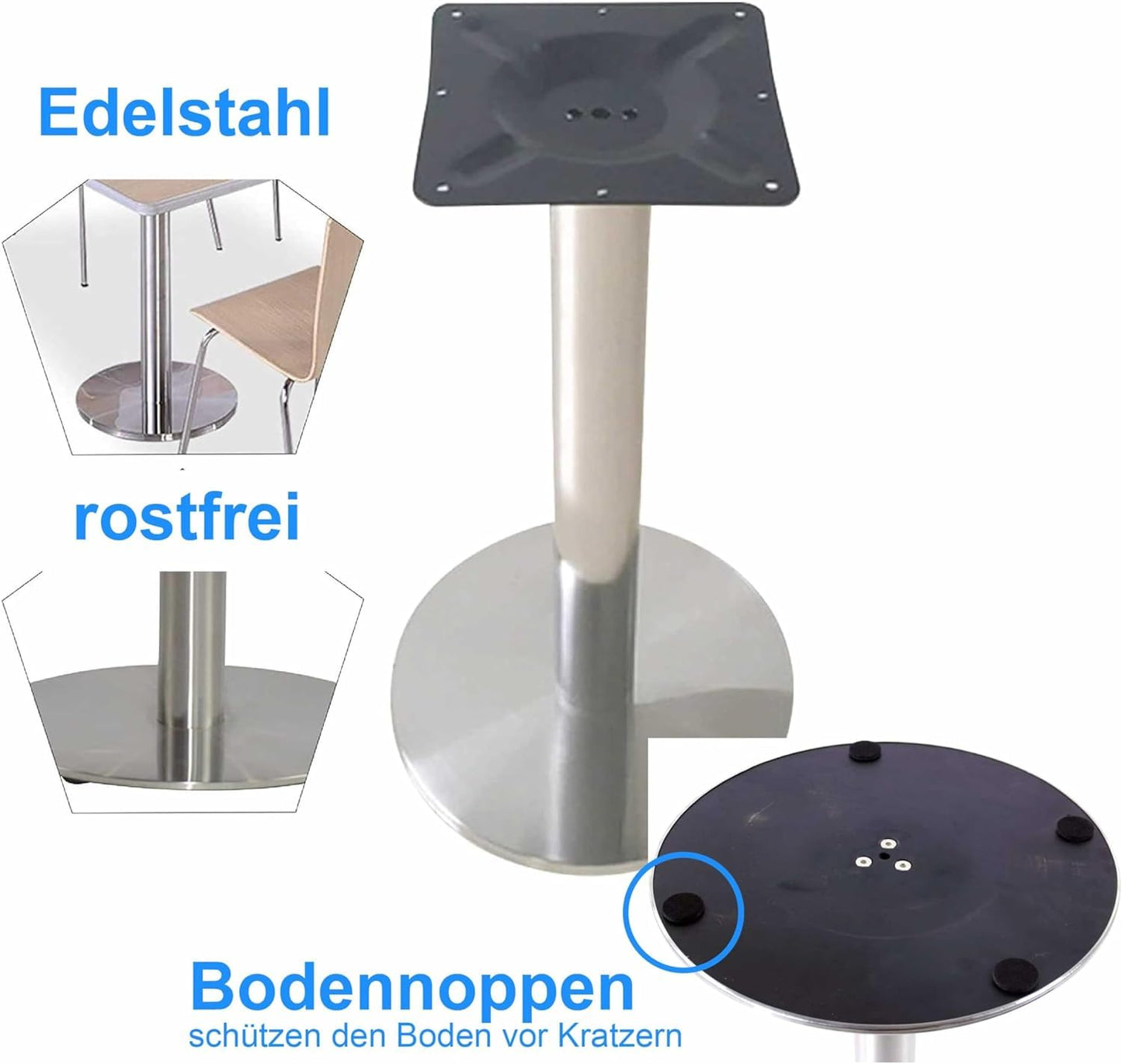 ONPIRA base round stainless steel table frame bistro table base floor plate Ø45cm