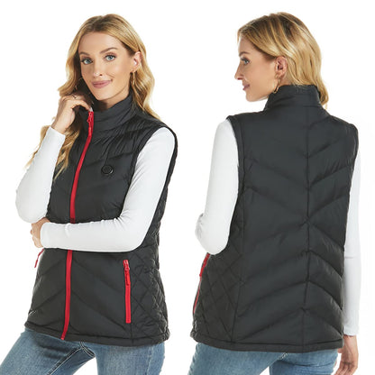 Unzip Heated Vest for Women with Battery Pack, Lightweight Electric Heated Vest for Women, Rechargeable USB Vest with Pockets, Warm Winter Slim Fit Vest Fishing Outdoor Hiking Hunting Vest