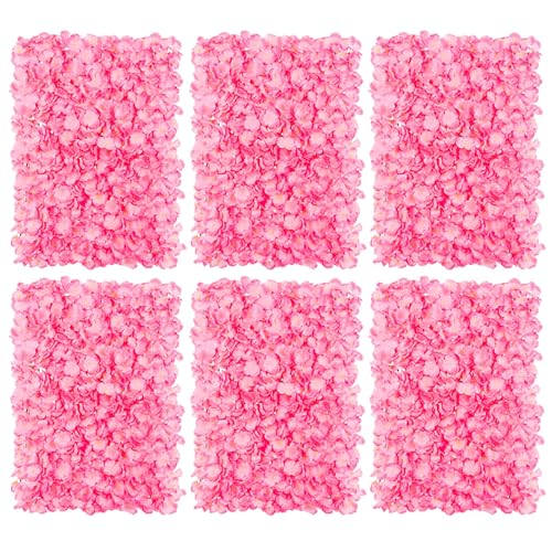 Artificial flower wall art decoration: Blosmon 6 pieces pink flower arrangements flower wall hydrangeas fake silk flower arrangement for wedding balcony garden living room table wall decoration
