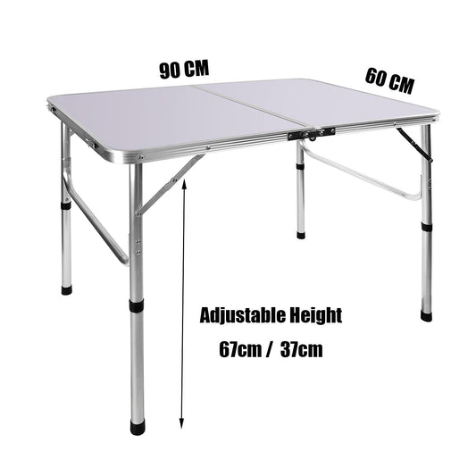Folding camping table with adjustable height, portable, foldable, picnic tables for kitchen, dining room, garden, planting table, outdoor and indoor use, aluminum countertop, desk, 2 heights 67