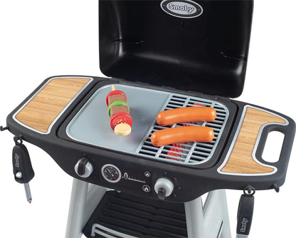 Smoby - Barbecue Kids Grill - Grill with mechanical plastic flames and grill utensils, 18 accessories, for children from 3 years.
