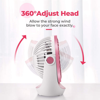 OCOOPA USB Fan, small desk fan with strong airflow and quiet operation 3 speeds, 360° rotatable head, easy to carry for office, home, and outdoor.
