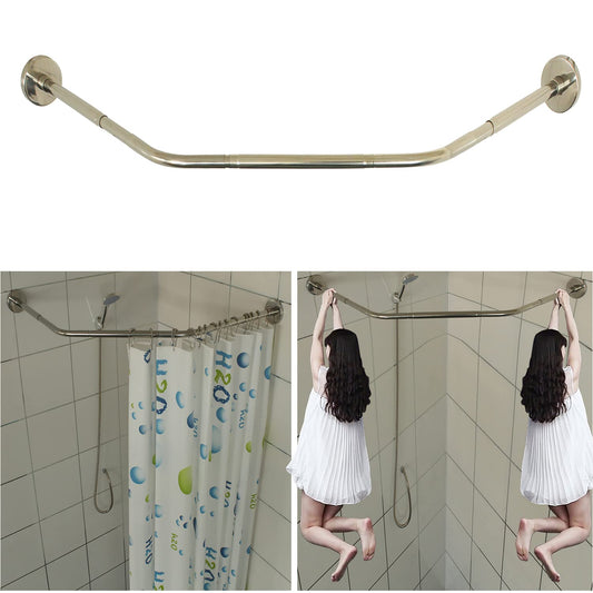 Sikaiqi Extendable 304 Stainless Steel Diamond Shape Bathroom Bathtub Corner Shower Curtain Rod (Diamond shape, both sides: 43-65 cm, center: 51cm-66 cm)