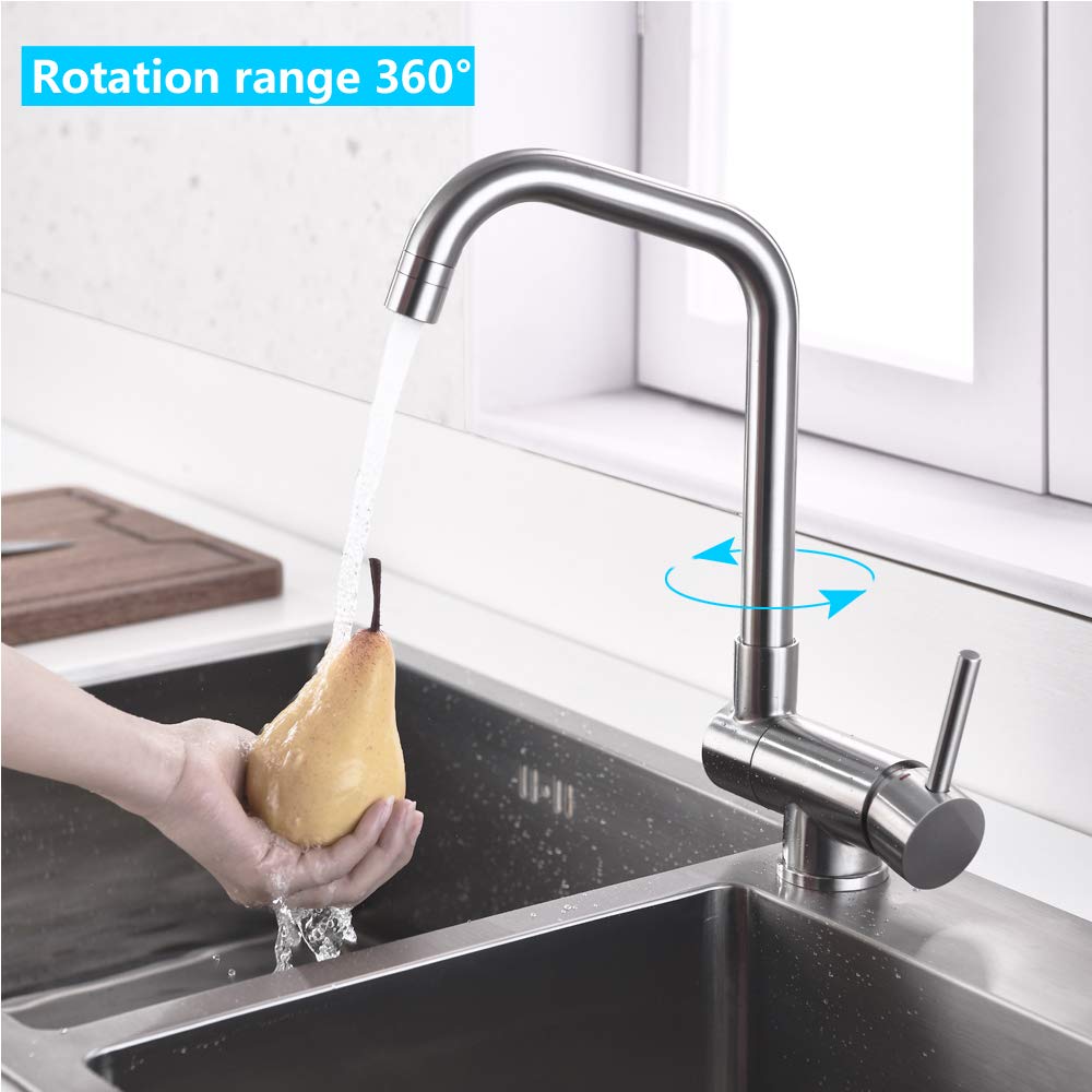 ONCE Foldable Kitchen Faucet with Sprayer, Under-Window Kitchen Tap with 67mm Fold Height, Under-Window Mount Faucet with 360° Swivel, Single Lever Mixer Tap for Kitchen, Matte