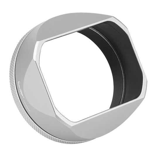 Haoge LH-X54W Metal Rectangular Lens Hood Sunshade with 49mm Adapter Ring for Fujifilm X100V & FinePix X-100V Camera Lens Silver.