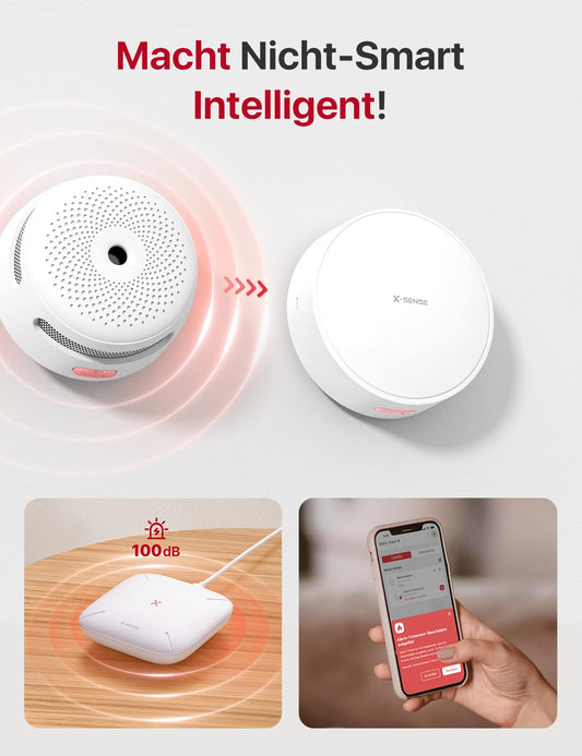 X-Sense Smart Alarm Listener for smoke and carbon monoxide detectors, free real-time alerts, compatible with SBS50 base station, Not for smoke or CO monitoring, SAL11