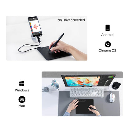 GAOMON S620 graphic tablet, pen tablet with 4 buttons and pen, drawing tablet for OSU, painting, working & learning