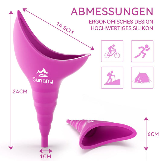 SheWee for women, Female urinal Silicone funnel Portable urinal for women Standing Up Pee Funnel Reusable female urinal for women, Outdoor, Activities, Camping (Fuchsia)