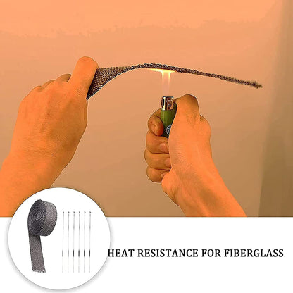 10M Exhaust Heat Wrap, Foneso exhaust wrap, Heat Shield Exhaust Wrap, Black Exhaust Heat Wrap with 10 Stainless Steel Zip Ties, for Motorcycle Headers Thermo Wrap Header Wrap