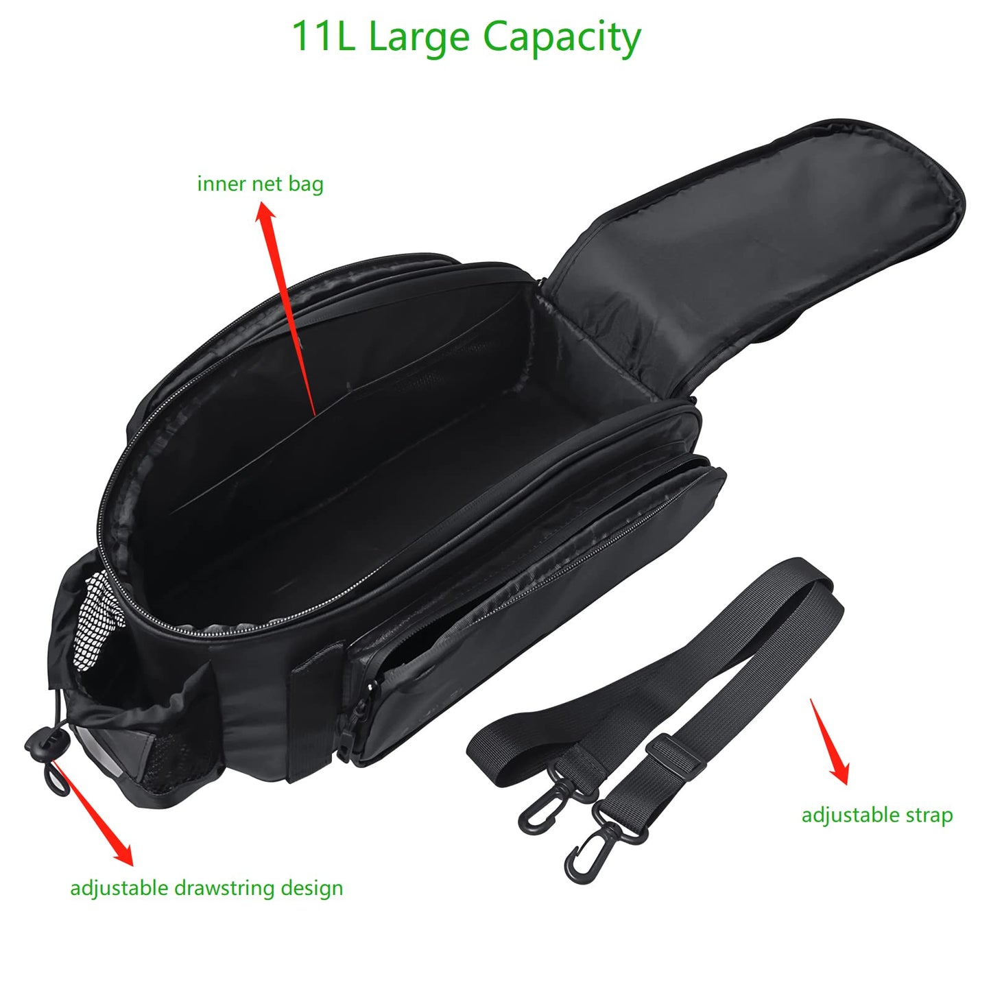 HOMPER bike bags for luggage carrier Reflective luggage rack bag Multifunctional rear luggage bag rear seat bag, 11L