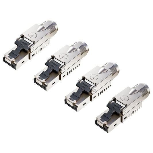 FGB 10 Gbps RJ45 CAT7 network plug Lan plug LSA shielded RJ45 plug tool-free for installation cable 600MHz for patch cables installation cables CAT7 CAT6A, 4 pieces