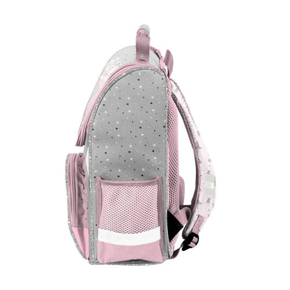 Familando girl's school backpack set Ballerina, 8-piece, ergonomic satchel with reflectors, from 1st grade with pencil case and sports bag (Ballerina)