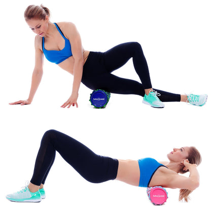 Body & Mind® Fascia Roller Massage Roller Fitness Roller Sports Roller Therapy Roller; Fascia training for upper body, neck, back, legs, calves & all other muscle groups; 33 x 14.5 cm; Pink-Blue