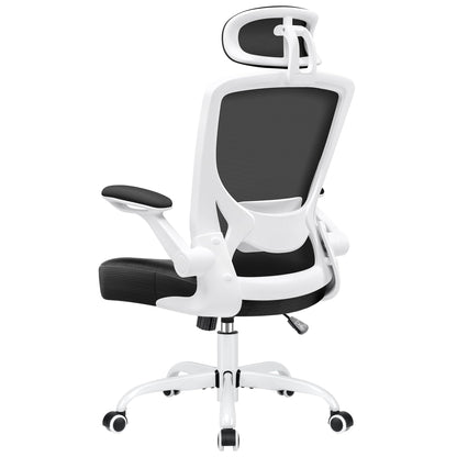 KERDOM Office Chair Desk Chair Ergonomic, Executive Chair with Adjustable Headrest, Armrests, Swivel Chair Tilt Function up to 135° Office Chair 150 kg White