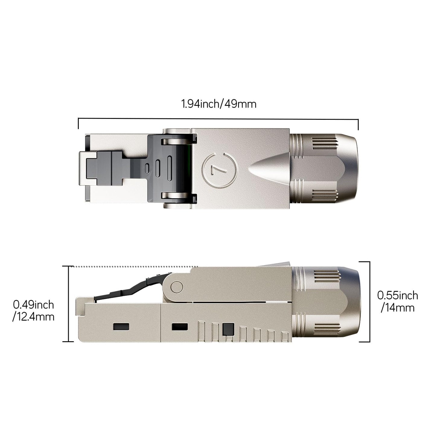 FGB 10 Gbps RJ45 CAT7 network plug Lan plug LSA shielded RJ45 plug tool-free for installation cable 600MHz for patch cables installation cables CAT7 CAT6A, 4 pieces