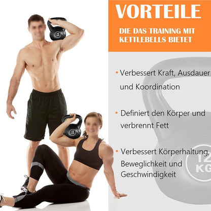 Yaheetech 12kg Kettlebell for strength training fitness gymnastics, black ball weight for kettlebell swings.