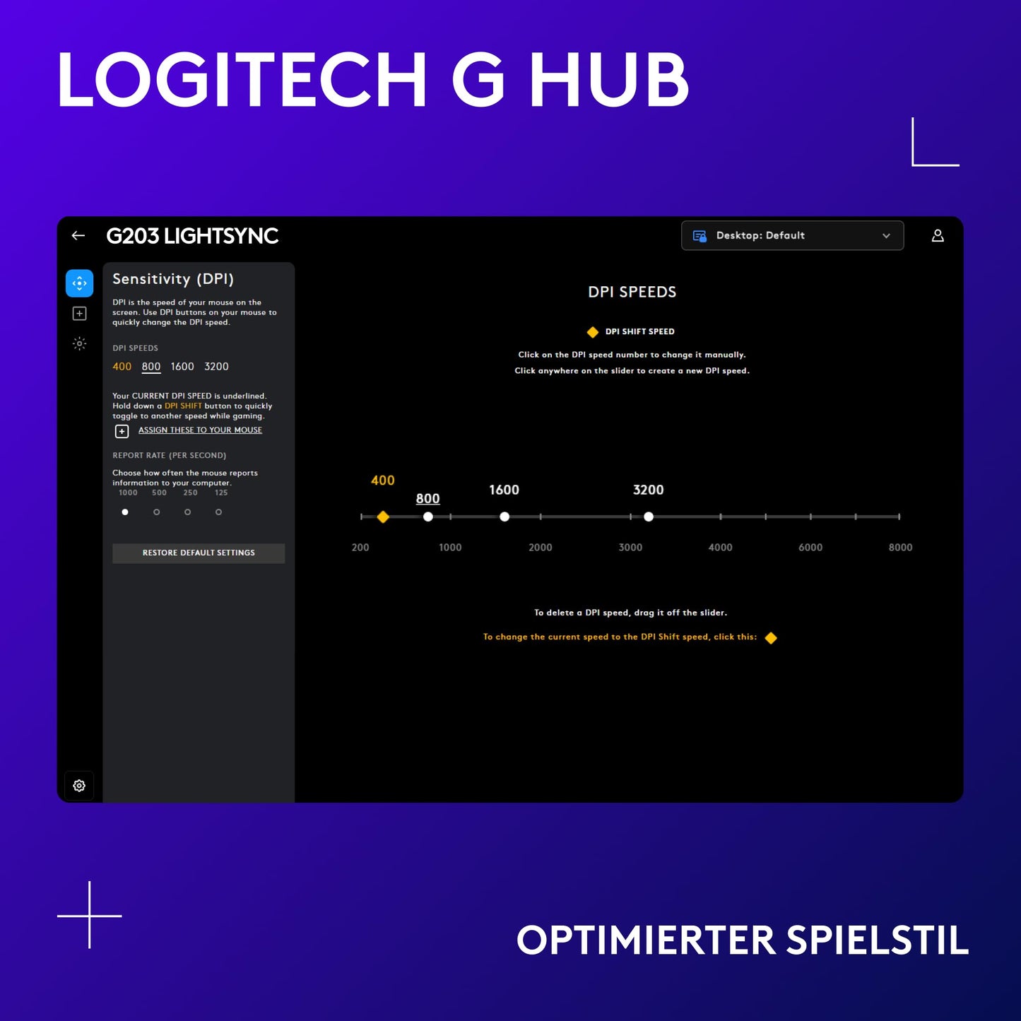 Logitech G203 Gaming Mouse with customizable LIGHTSYNC RGB lighting, 6 programmable buttons, gaming-grade sensor, 8,000 DPI tracking, lightweight - Black